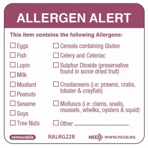 50X50mm Removable Allergen Label (500)