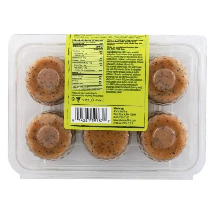 Abe's - Mom's Gluten-Free Lemon Poppy Muffins, 6-Pack