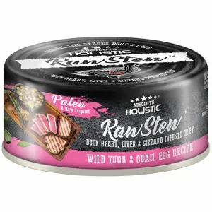 Absolute Holistic Raw Stew Wild Tuna & Quail Egg Grain-Free Canned Cat & Dog Food 80g