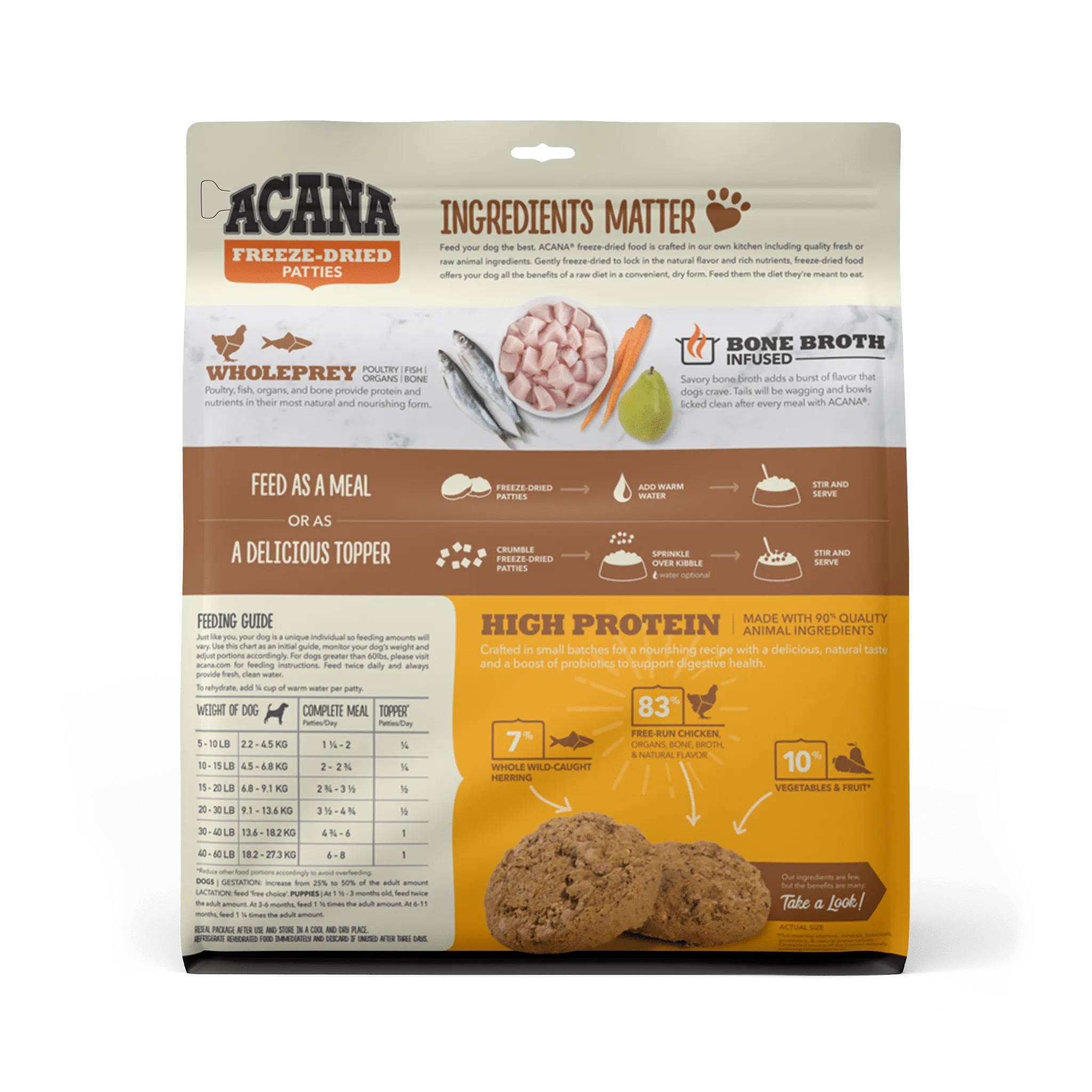 Acana Freeze-Dried Food Free-Run Chicken Recipe Patties for Dogs