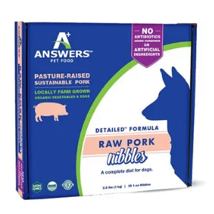 Answers Pet Food Detailed Formula Pork Raw Frozen Dog Food Nibbles, 35 Ct