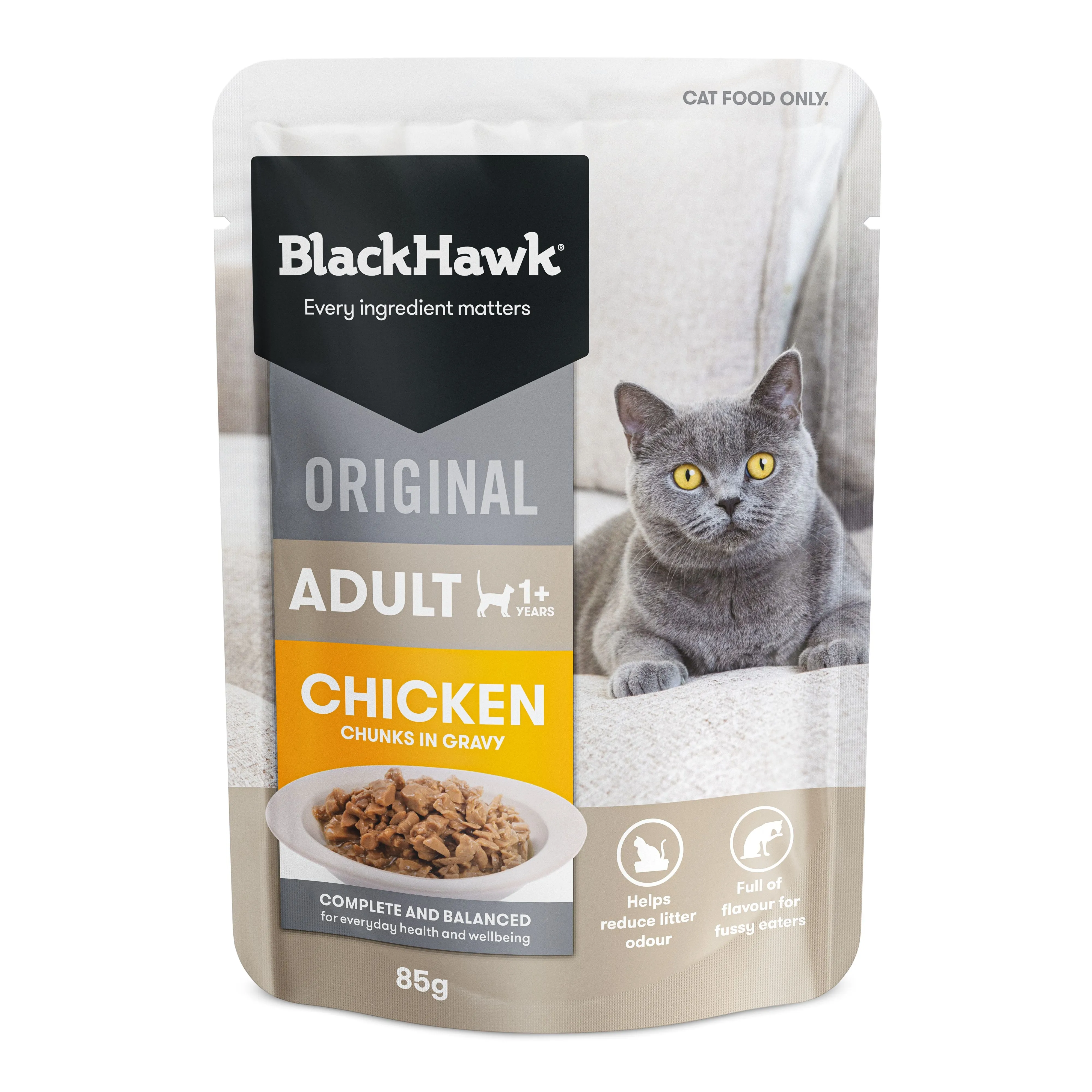 Black Hawk Chicken in Gravy Cat Wet Food 85gx12