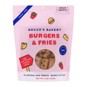 Bocce's Bakery Fast Food Biscuits Burgers & Fries Dog Treats 5 oz