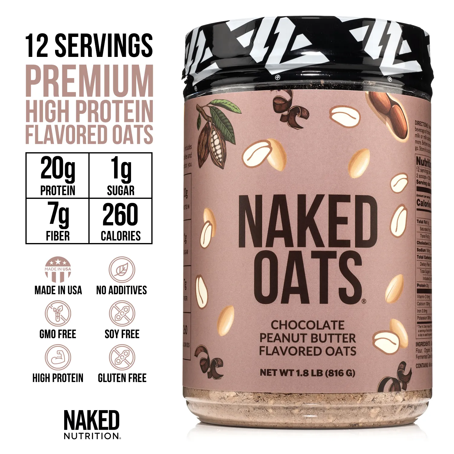 Chocolate Peanut Butter Protein Oats | Naked Oats