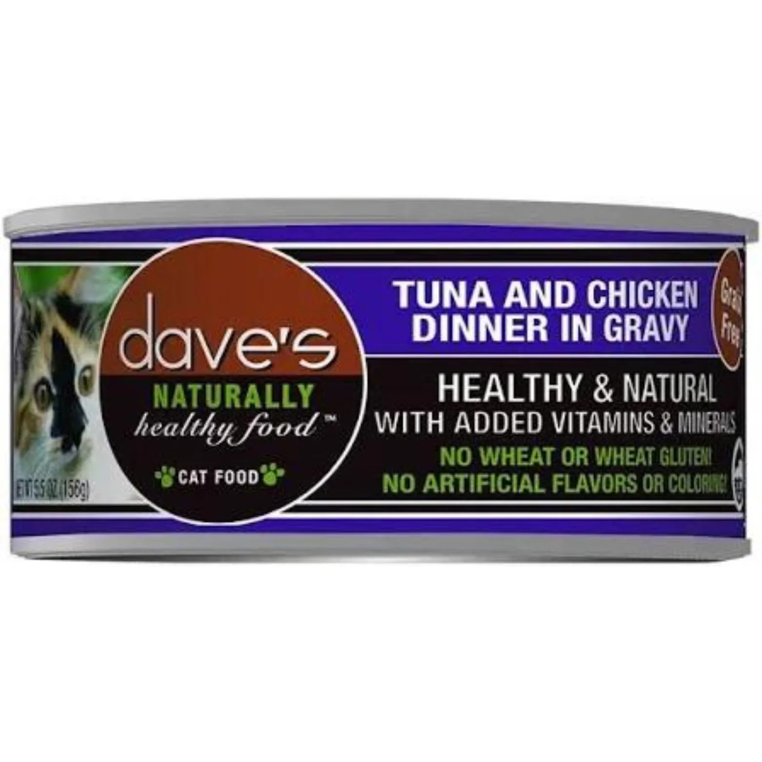 Dave's Pet Food Naturally Healthy Grain-Free Grilled Tuna & Chicken Dinner in Gravy Canned Cat Food 5.5-oz