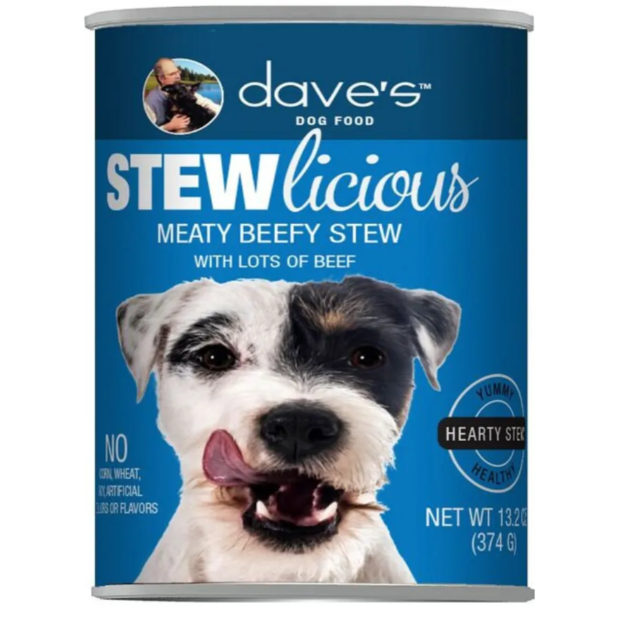 Dave's Pet Food Stewlicious Meaty Beefy Stew Canned Dog Food, 13.2-oz