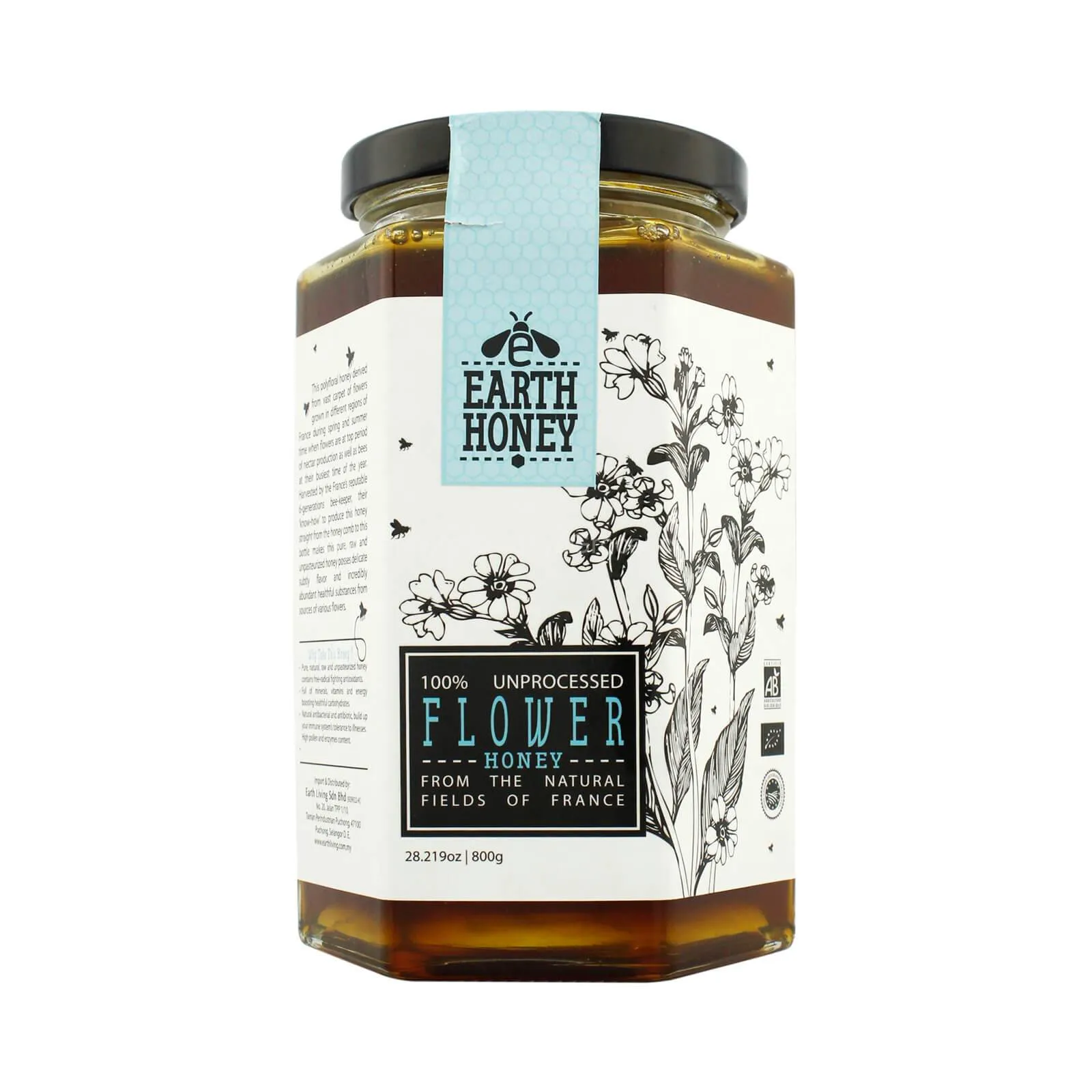 Earth Honey 100% Unprocessed Flower Honey 800g