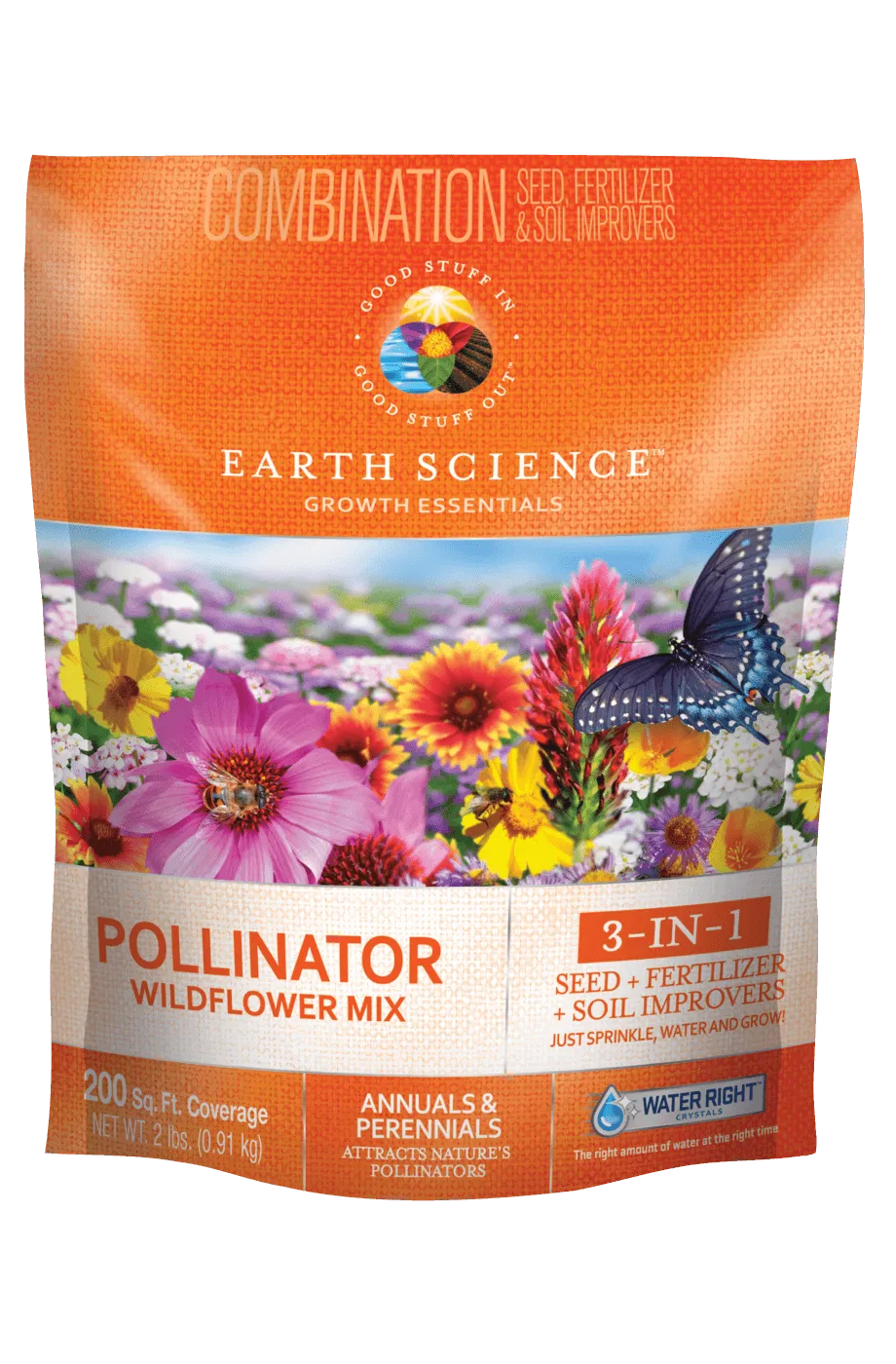 Earth Science 2 lbs. Pollinator All-In-One Wildflower Mix with Seed, Plant Food