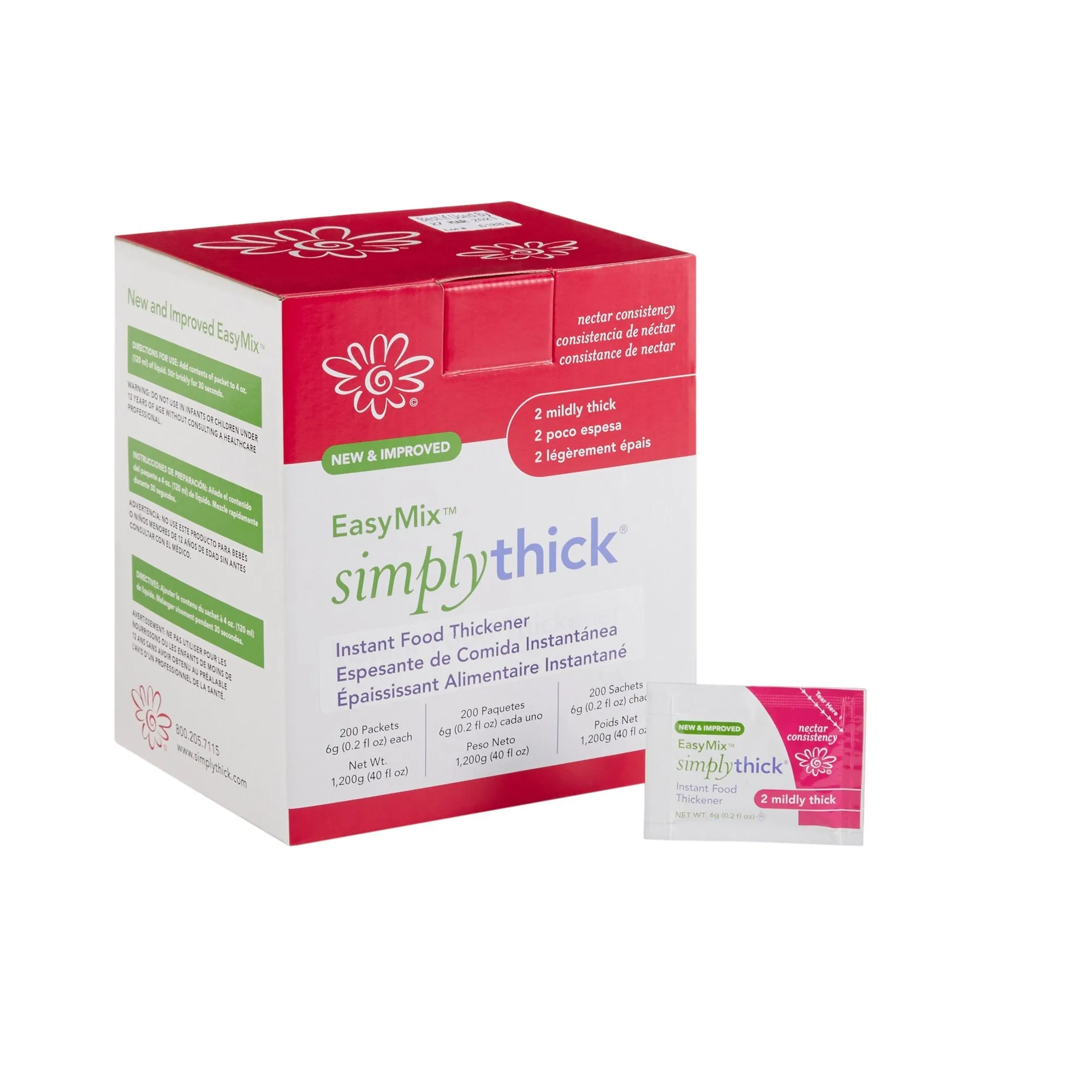 EasyMix SimplyThick Nectar Consistency Instant Food and Beverage Thickener, 6g Packet