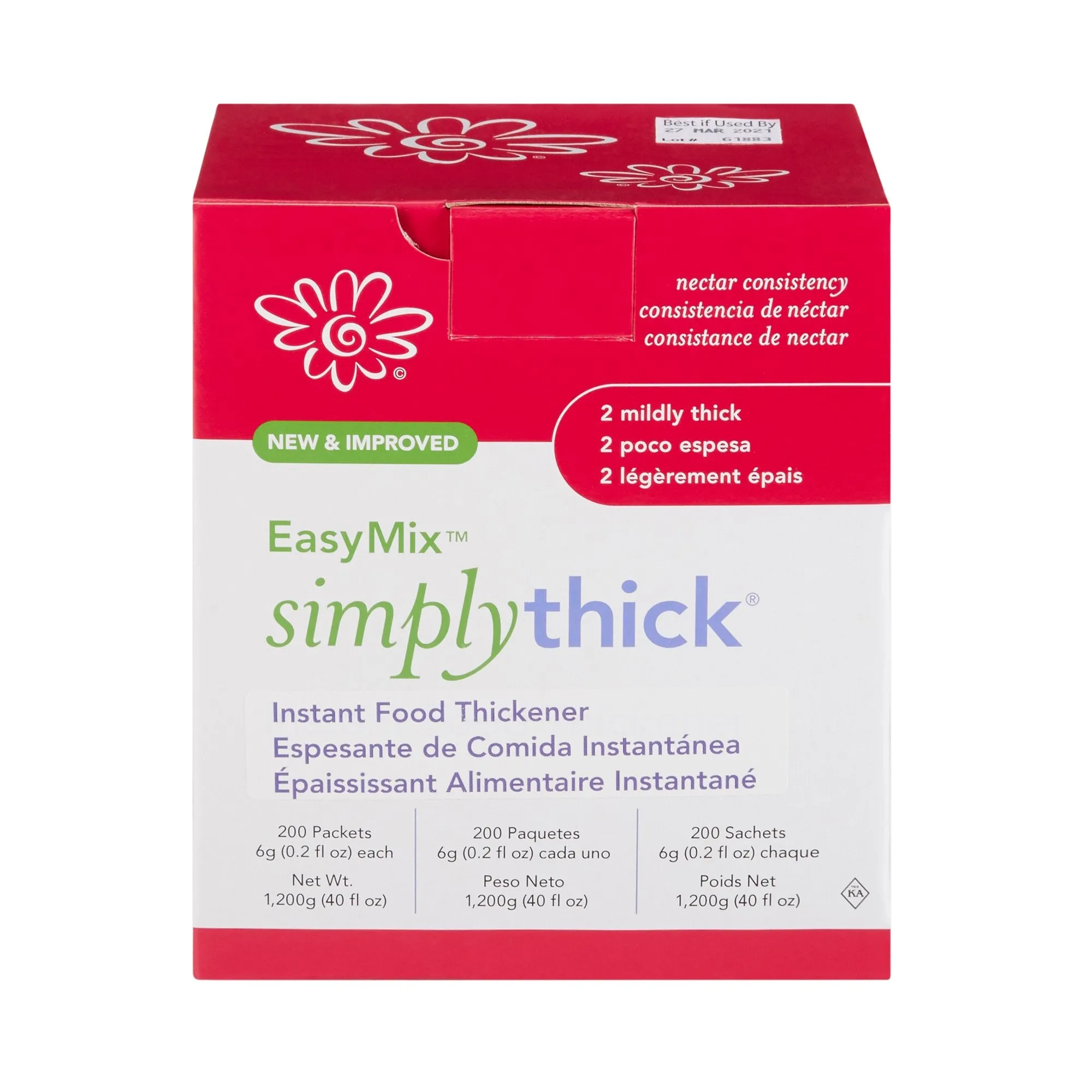 EasyMix SimplyThick Nectar Consistency Instant Food and Beverage Thickener, 6g Packet