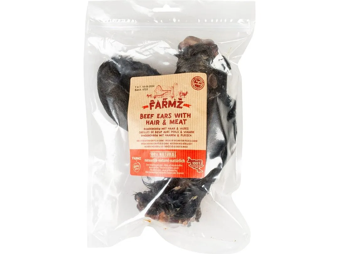 Farmz beef ears with hair 3st - 20x9,5cm