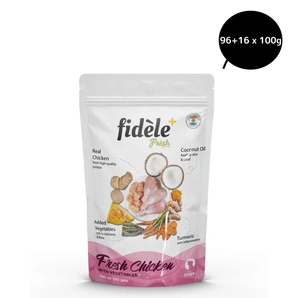 Fidele Plus Fresh Chicken with Vegetables Dog Wet Food