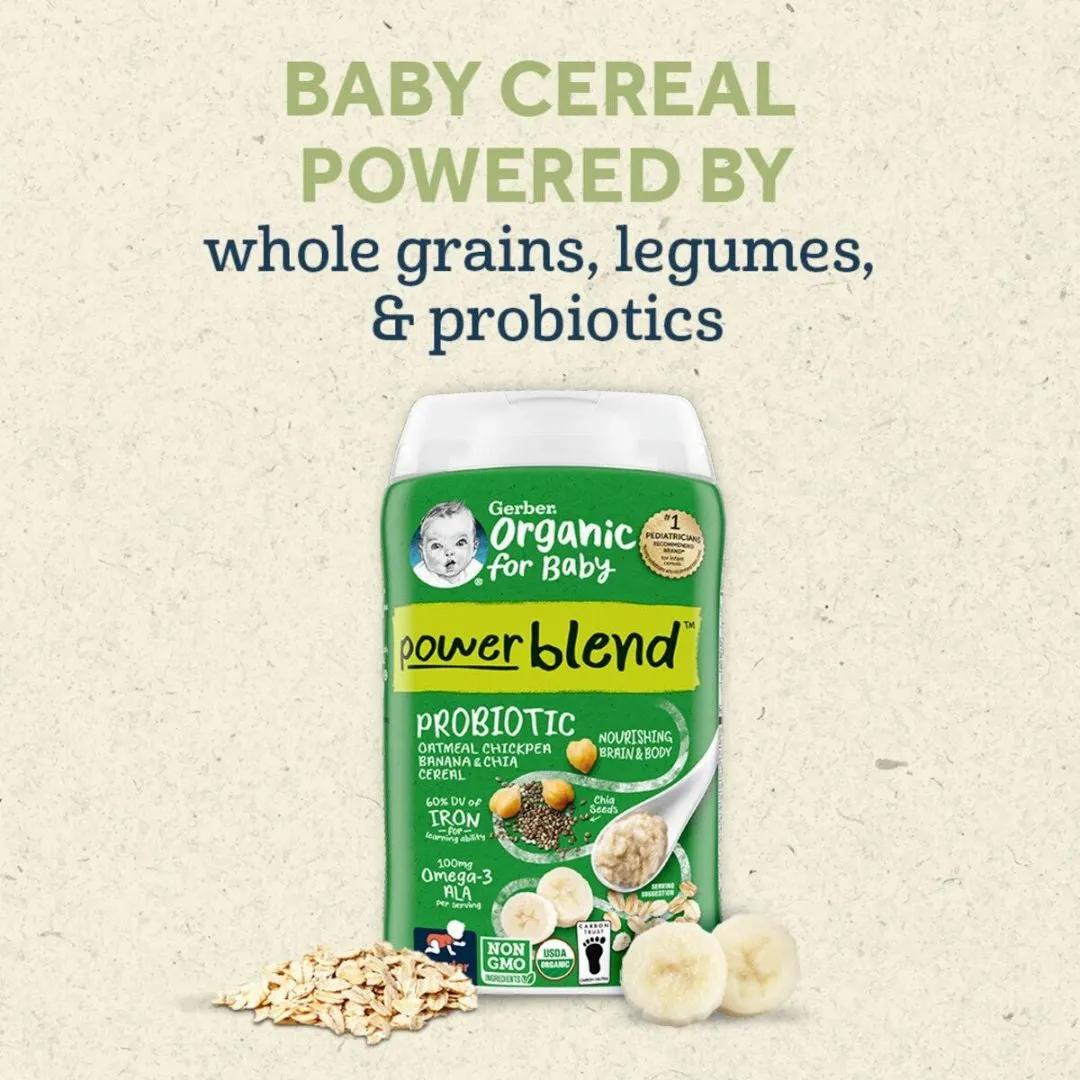 Gerber Powerblend™ Probiotic Oatmeal Chickpea Banana & Chia Cereal (8m )