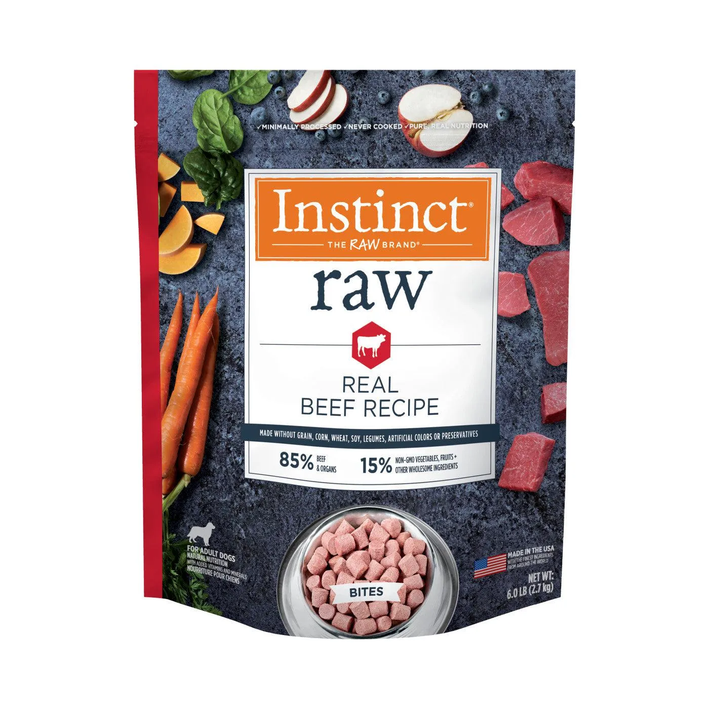 Instinct Natural Beef Recipe Raw Frozen Bites Dog Food