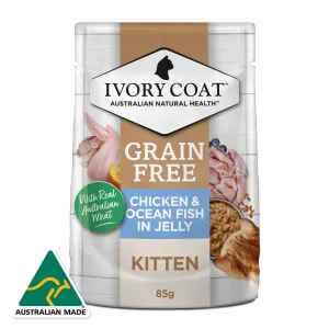 Ivory Coat Grain Free Kitten Chicken & Fish in Jelly Cat Wet Food 85g x 12