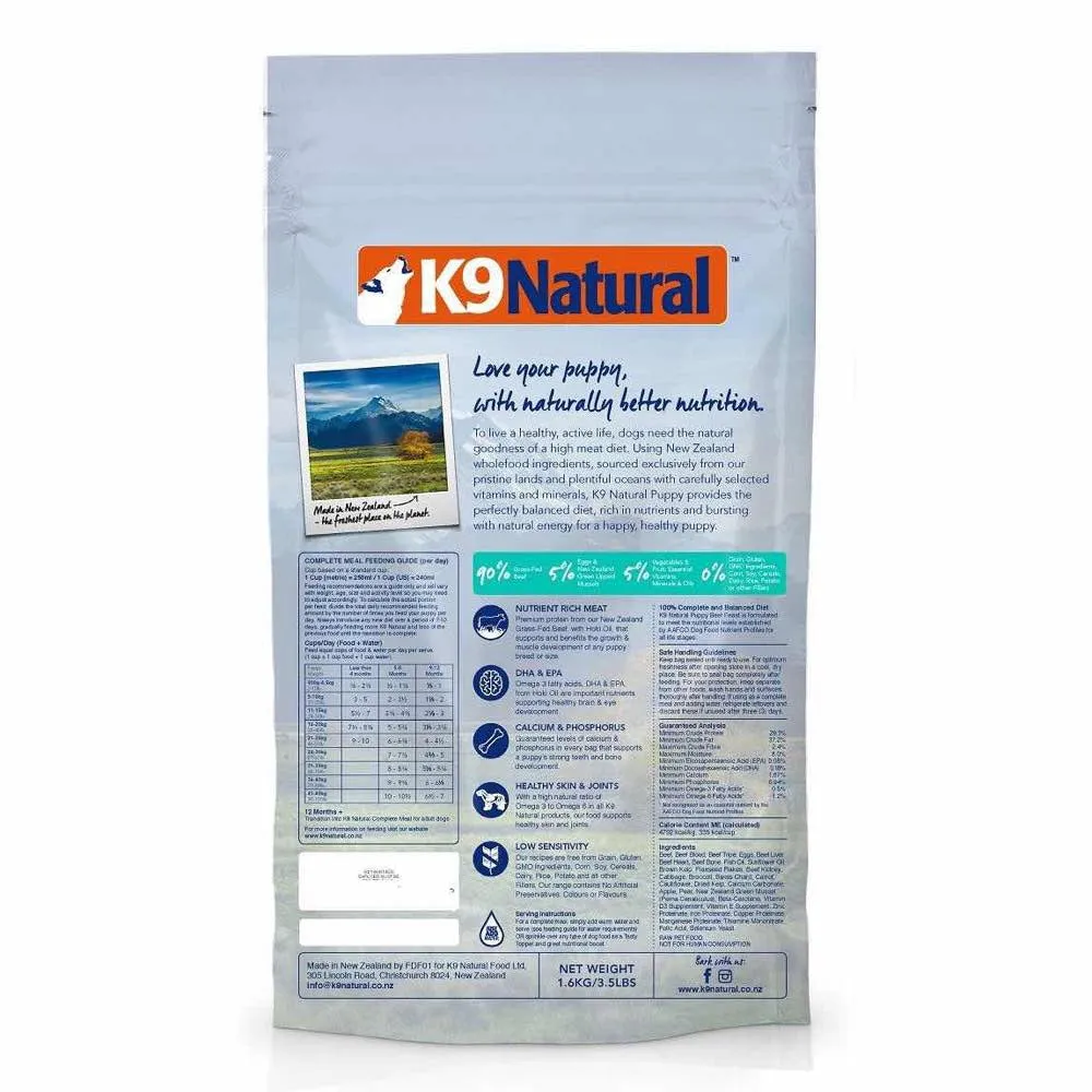 K9 Natural Puppy Beef & Hoki Freeze Dried Dog Food 1.8kg