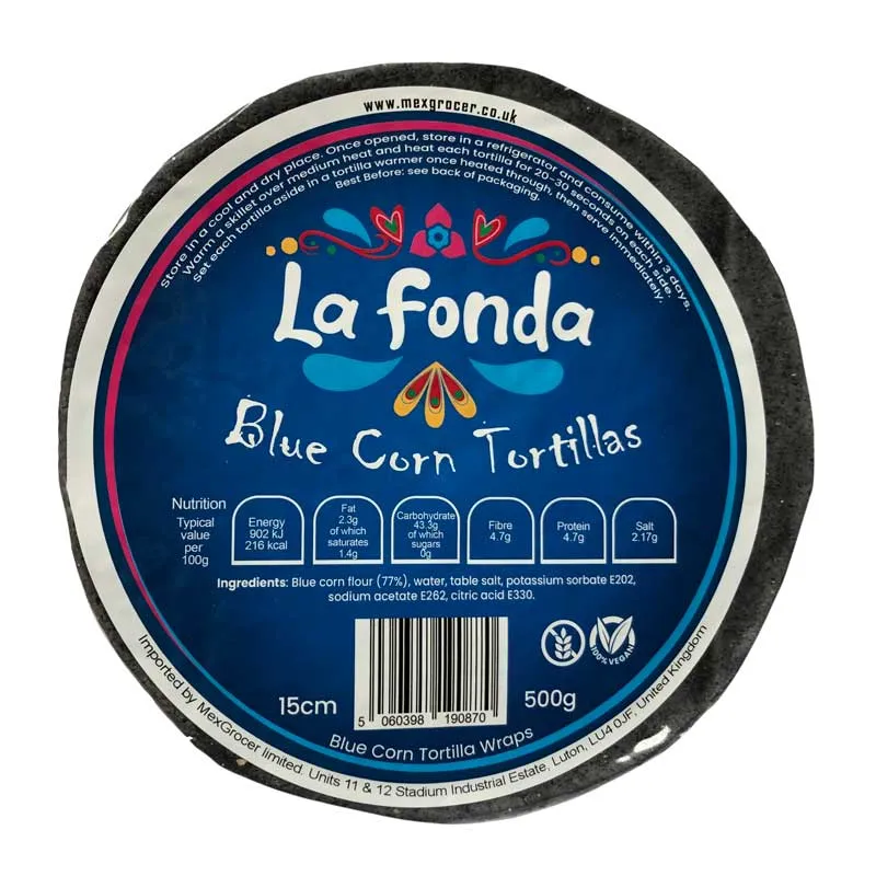 La Fonda Traditional Blue Corn Tortillas 15cm, 500g