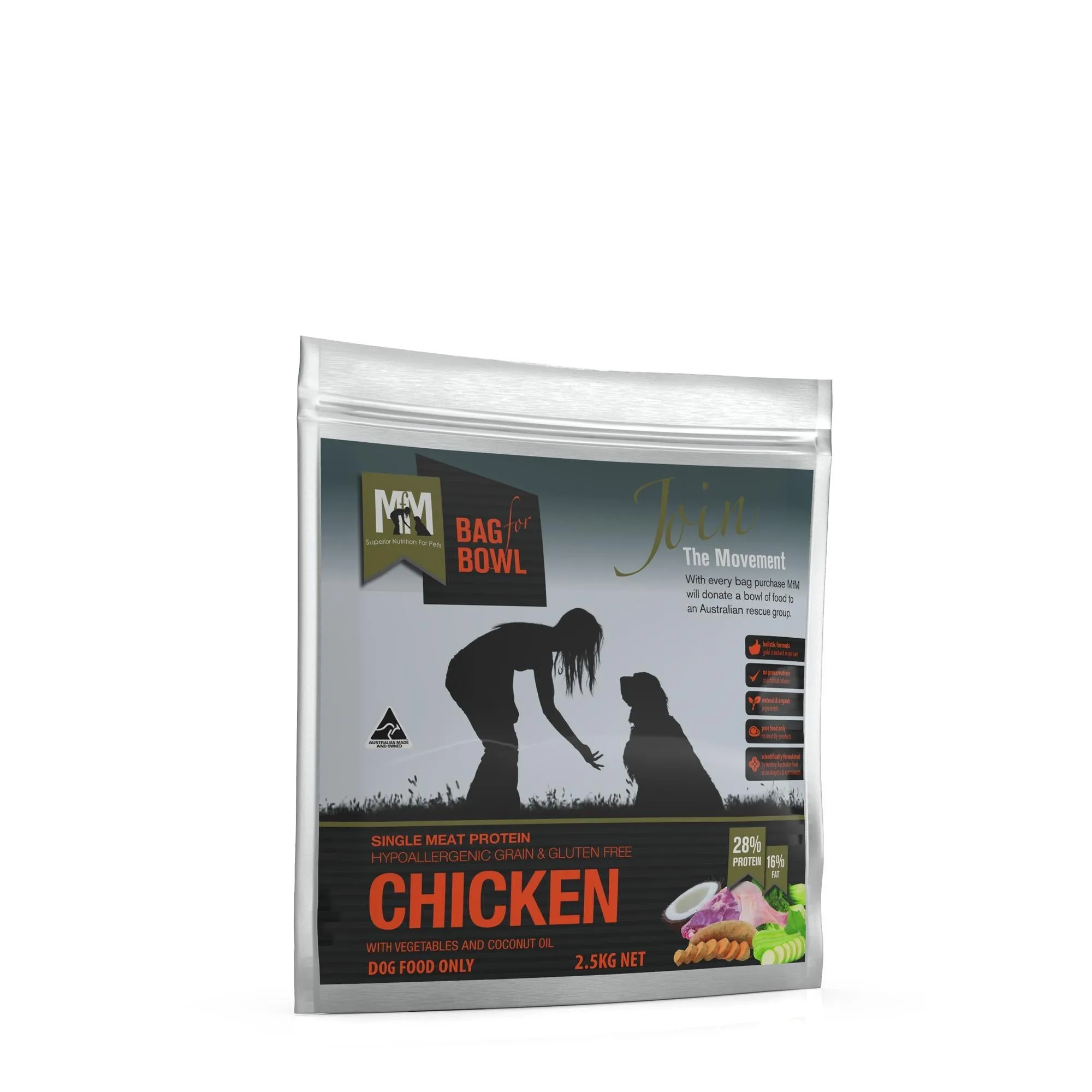 Grain-Free Single Protein Chicken Dry Dog Food, 2.5kg - Meals for Mutts