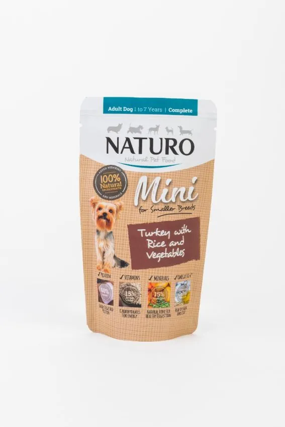 Naturo Adult Mini Pouch - Turkey with Rice & Veg 150g x 8