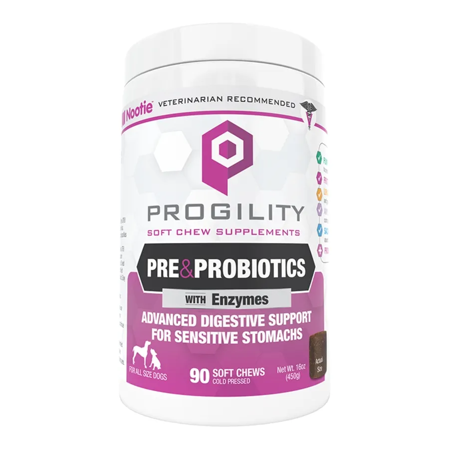 Nootie Progility Pre & Probiotics Digestive Support Soft Chew Supplements for Dogs - 90ct