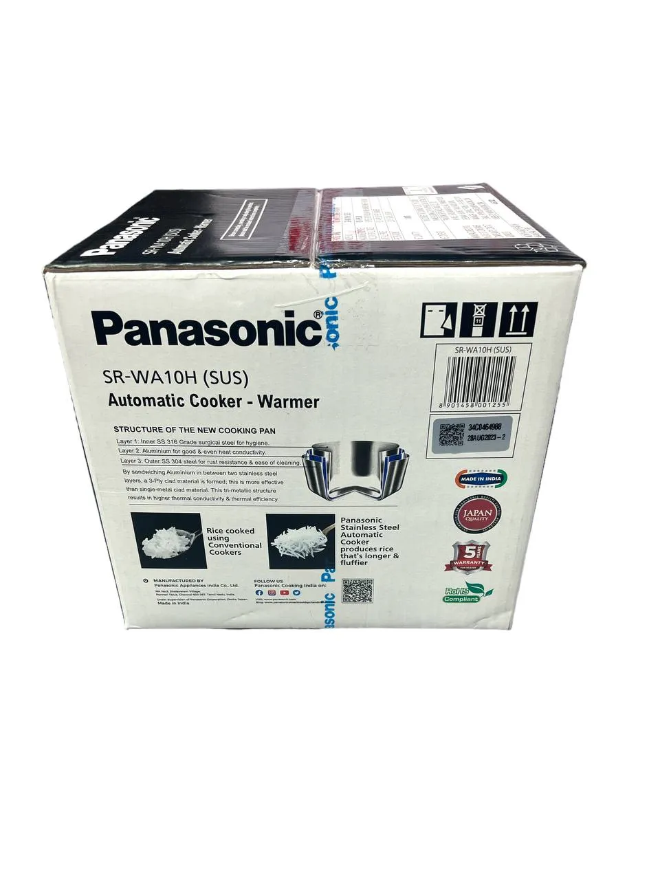 Panasonic SR-WA10H (SUS) - Premium Triply Stainless Steel Rice Cooker for Perfect Cooking