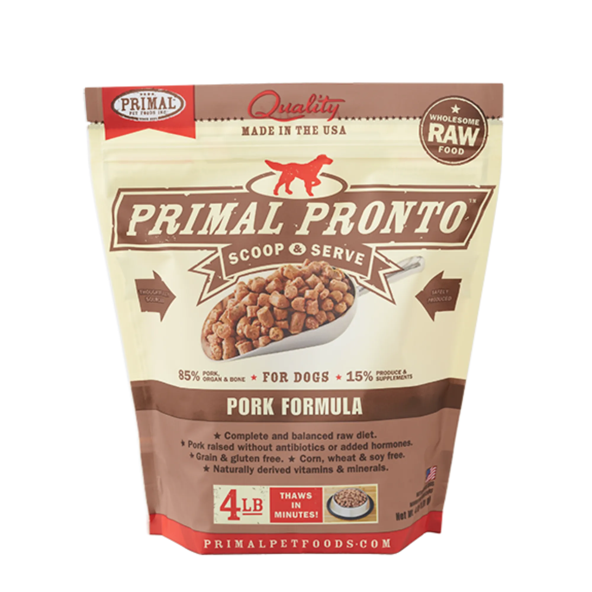 Primal Pronto Pork Formula Raw Frozen Dog Food 4lb