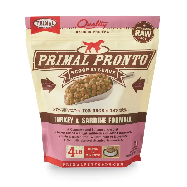 Primal Pronto Turkey & Sardine Formula Raw Frozen Dog Food 4lb