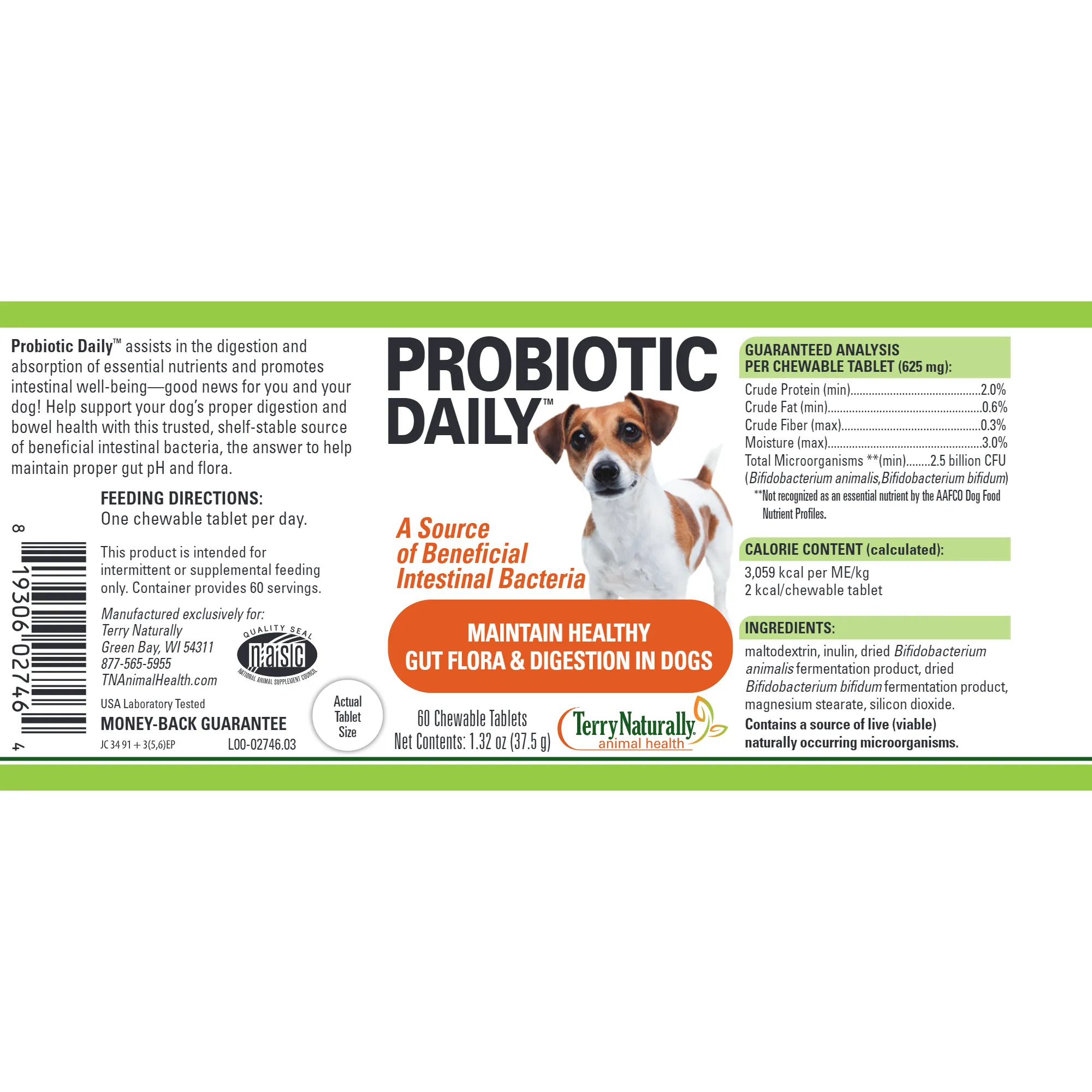 Probiotic Daily 60 chewable tabs by Terry Naturally