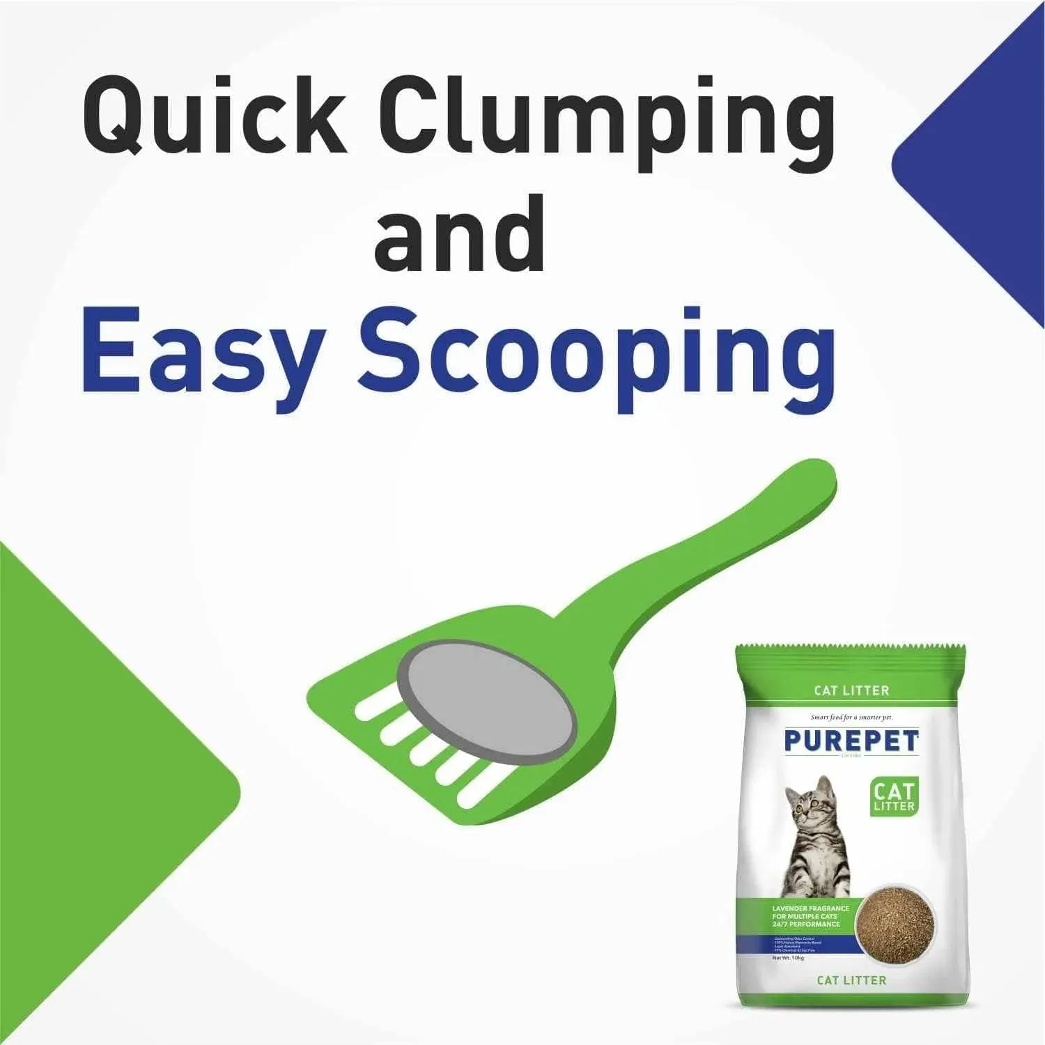 Purepet Lavender Scented Clumping Cat Litter and M Pets Cat Litter Scoop (Black) Combo