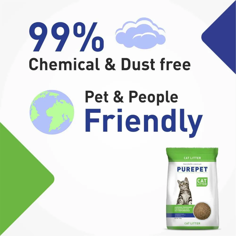 Purepet Lavender Scented Clumping Cat Litter and Petcrux Scoopable Montonite Jasmine Scented Cat Litter in Reusable Jute Bag (5kg   5kg)