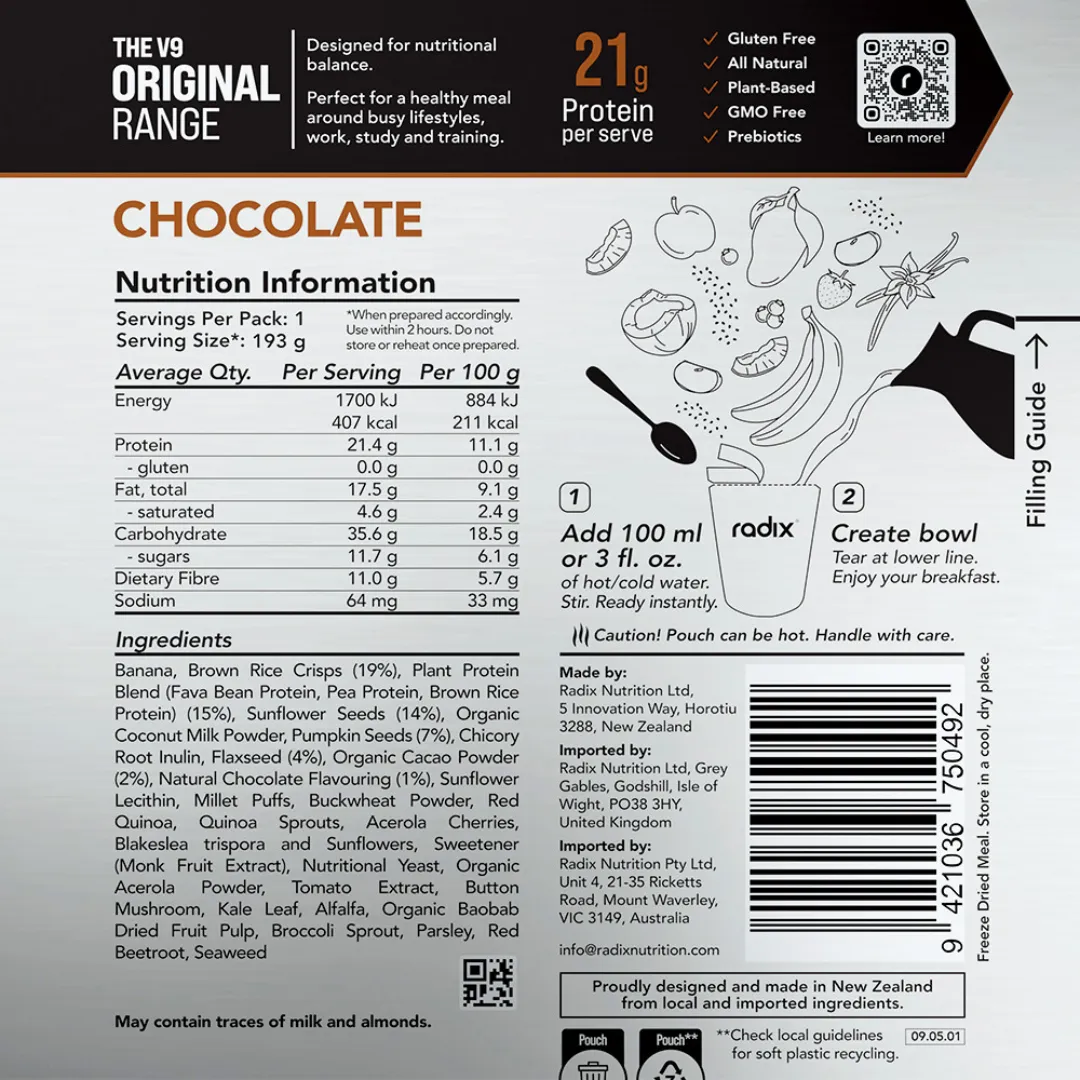 Radix Nutrition - Original Breakfast v9.0 - Chocolate (400Kcal)