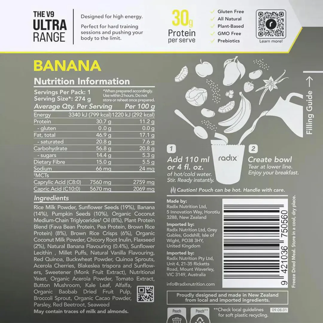 Radix Nutrition - Ultra Breakfast v9.0 - Banana (800Kcal)