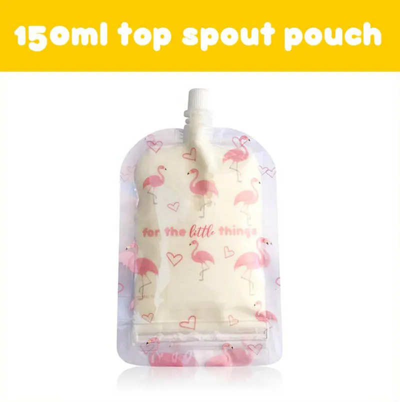 Sinchies 150ml reusable Food Pouch - Flamingo 10 pk