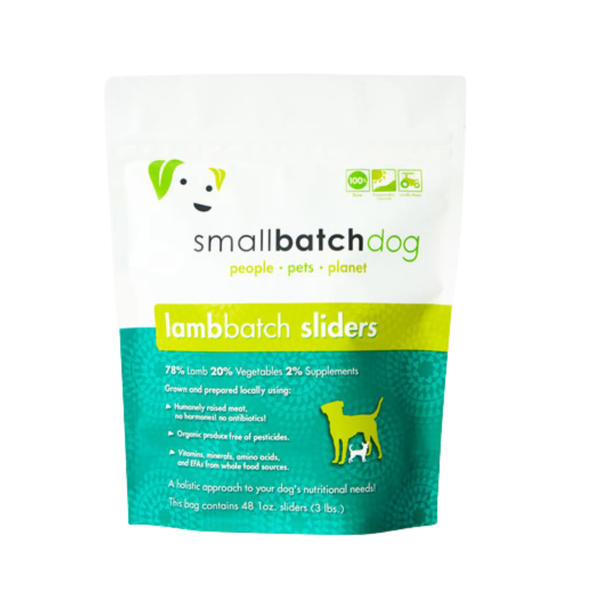 Small Batch Lamb Frozen Raw Dog Food Sliders, 3 lbs