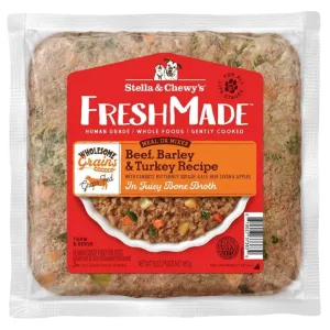 Stella & Chewy's FreshMade Beef, Barley & Turkey Gently Cooked Dog Food 16oz