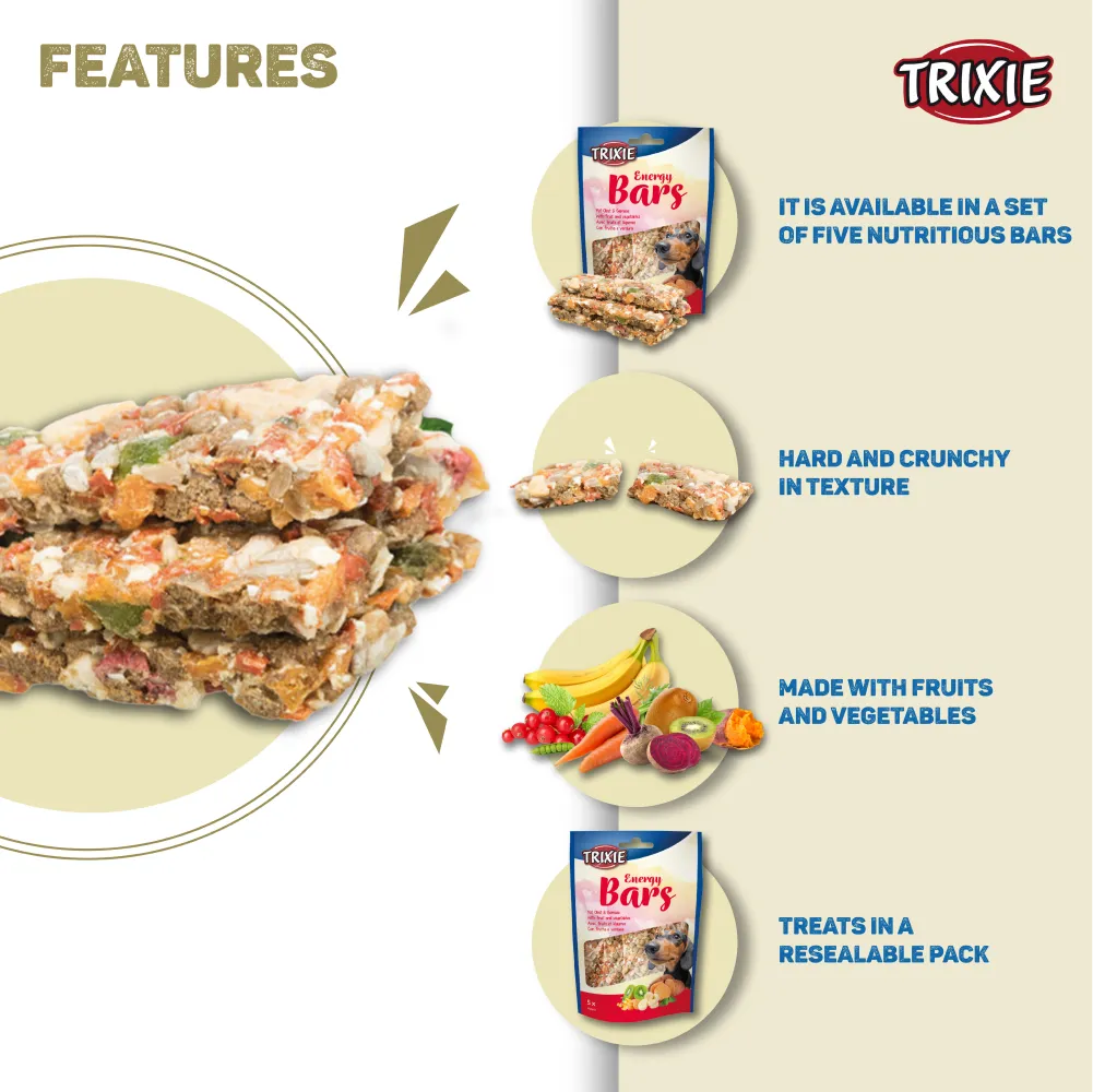 Trixie Fruits and Vegetables Energy Bars and Cheese Chicken Strip Dog Treats Combo