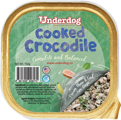 Underdog Cooked Crocodile Complete & Balanced Fresh Frozen Dog Food (150g)