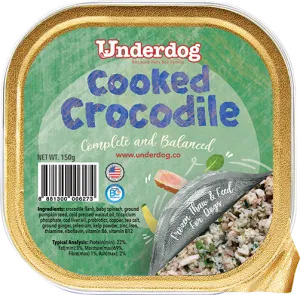 Underdog Cooked Crocodile Complete & Balanced Fresh Frozen Dog Food (150g)