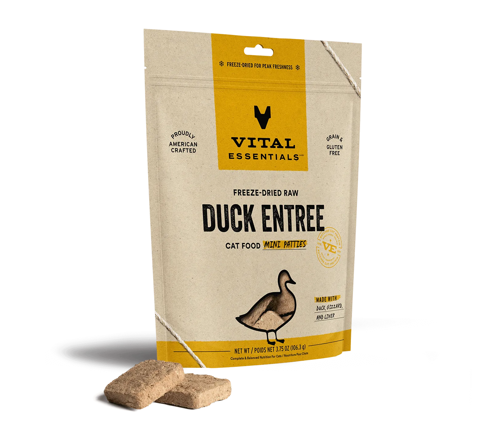 Vital Essentials Duck Entree Mini Patties Freeze-Dried Raw Cat Food