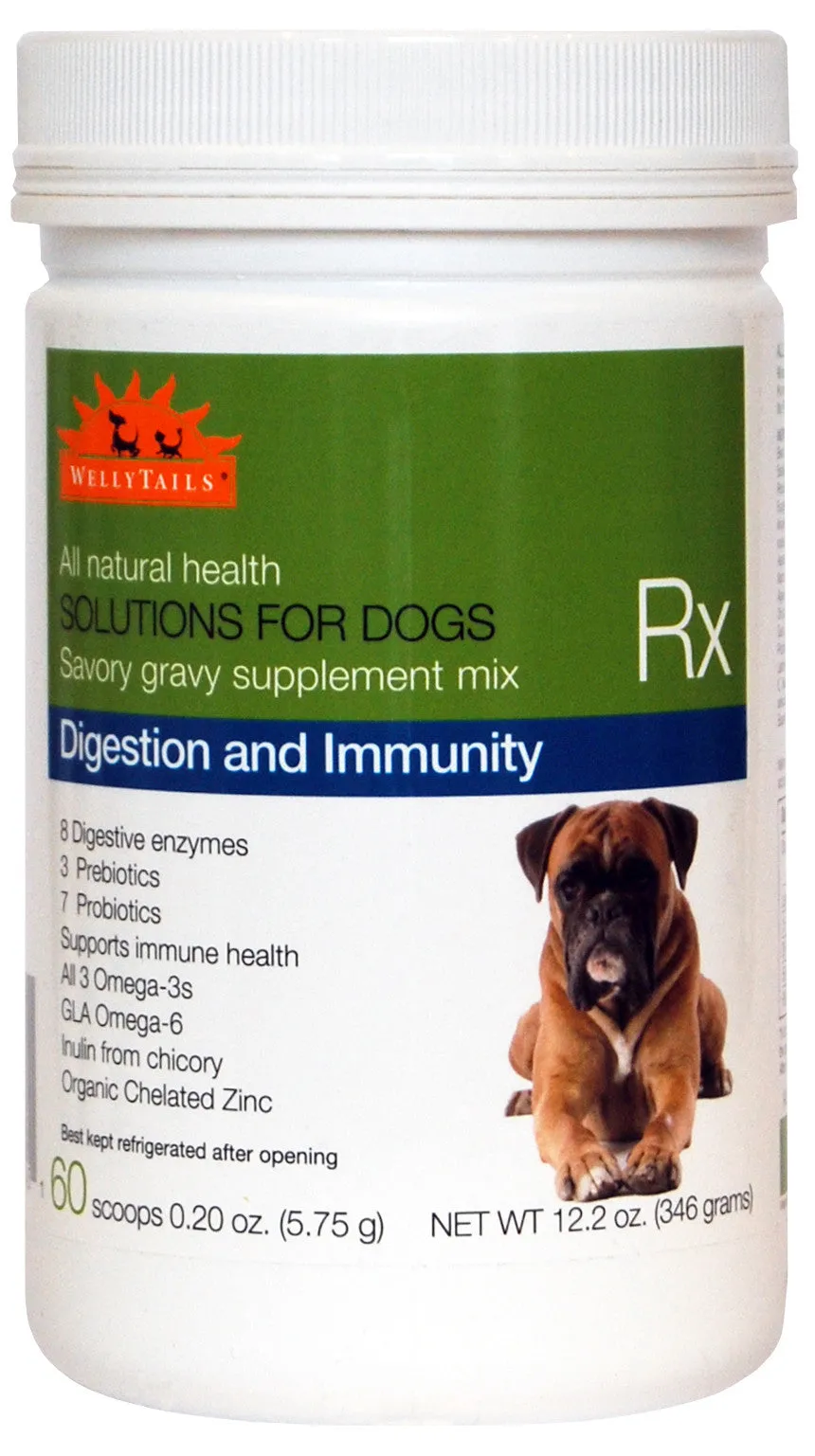 WellyTails Dog Supplement for Digestion and Immune Support with Omega 3 Oil and Probiotics