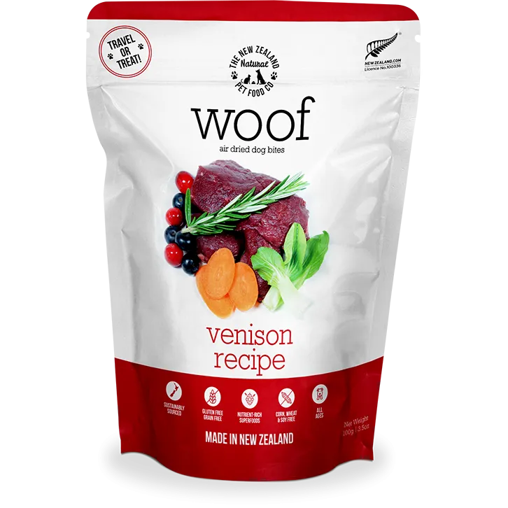 Woof Air-Dried Venison Dog Treats 100g