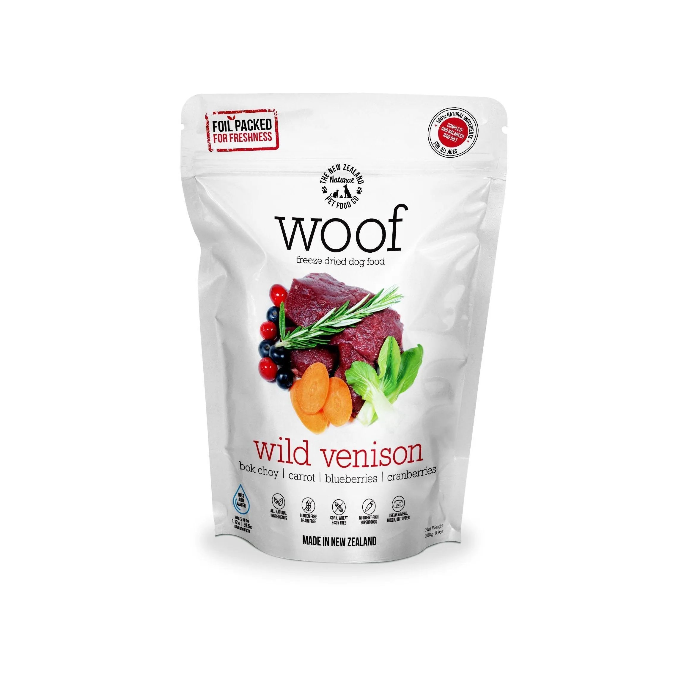 Woof Freeze Dried Dog Food Wild Venison 280g